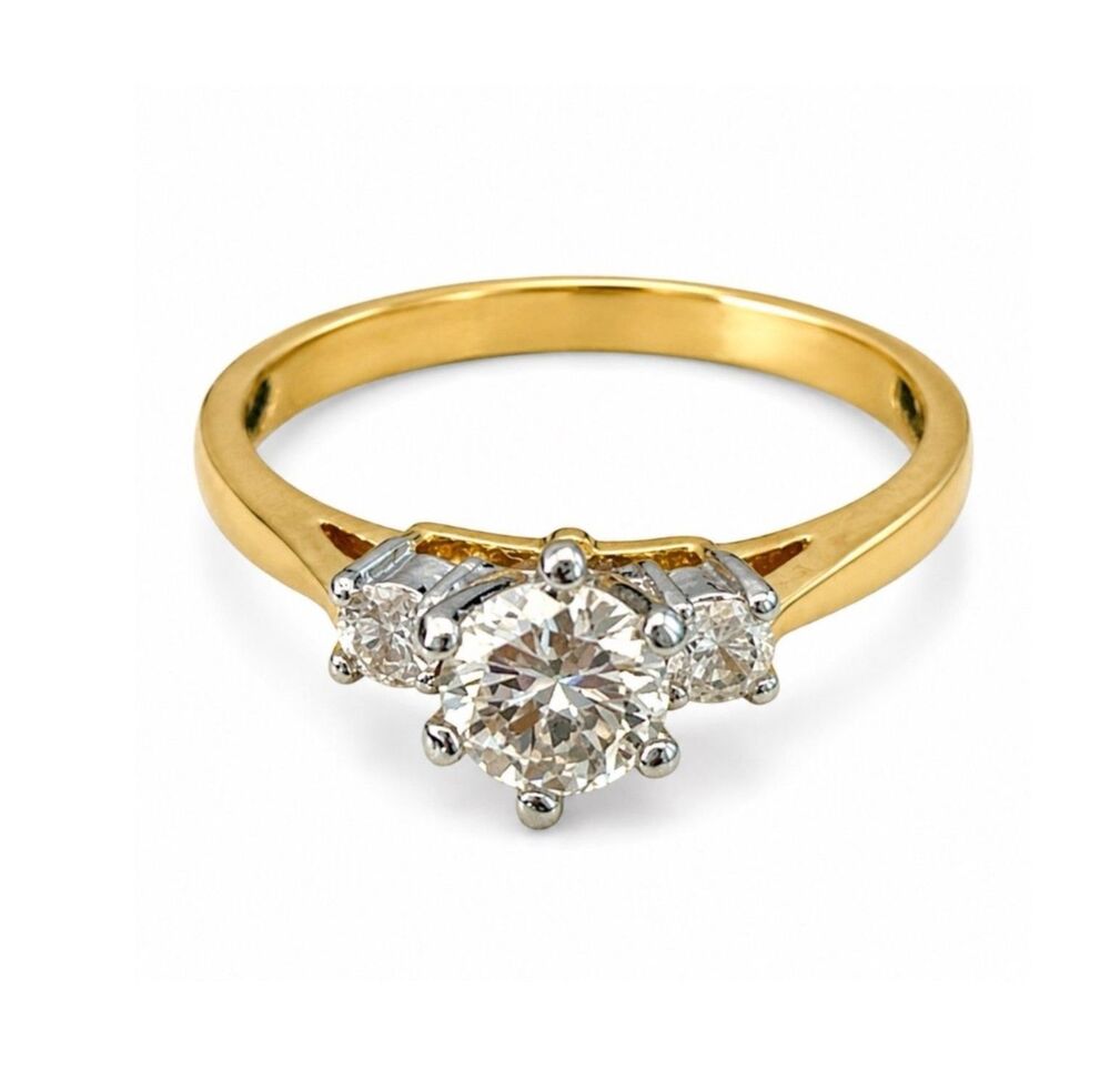 Vintage 1970s Ring Size 6 CZ Engagement Style Gold Plated Band - 14Y